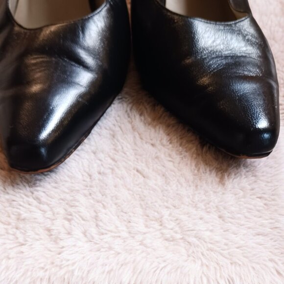 Unlisted Black Leather Slingback French Bell Heels Size 9 - Picture 8 of 11